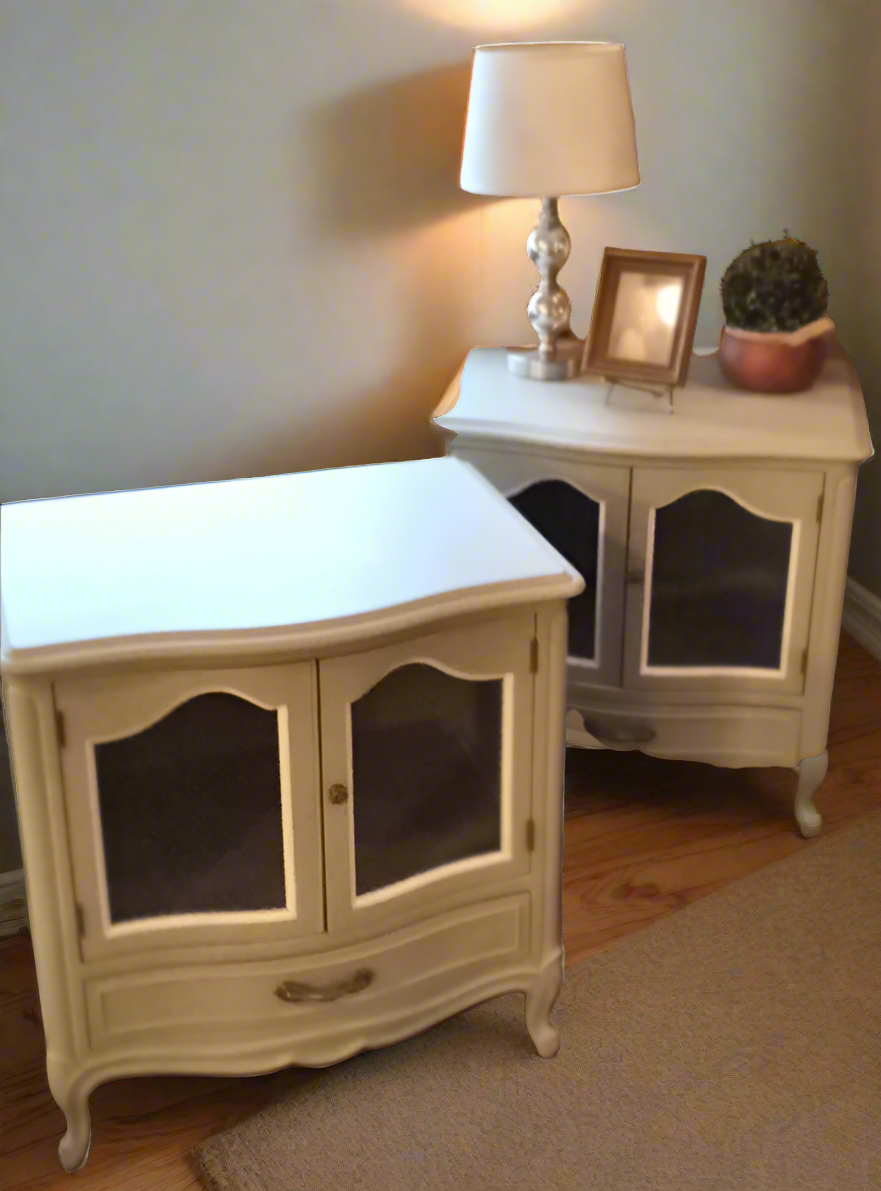 Set of French Provincial Wire-Front Nightstands (Set of 2)