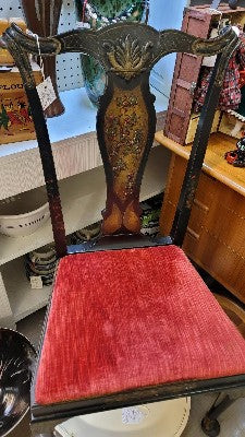 Antique 17-18th Century Black Chinoiserie Chair