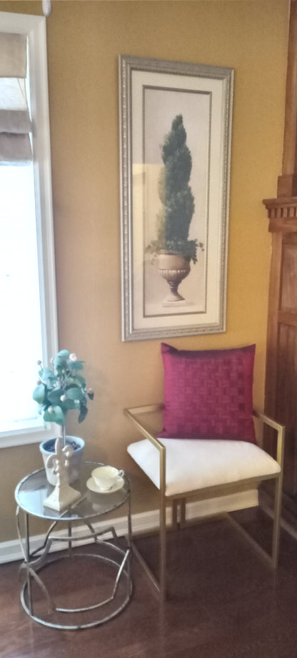 Gold Metal Chair with White faux Fur Seat
